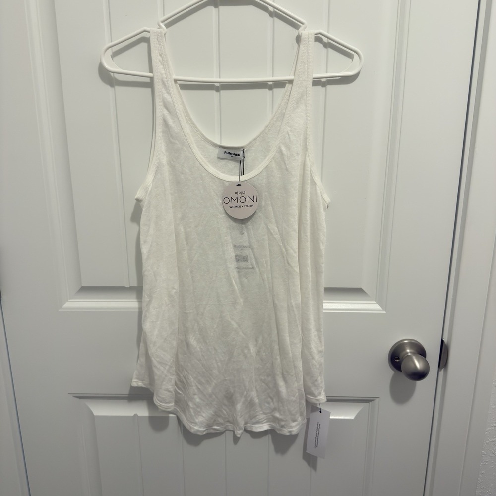 Rumored Women's White Everyday Slub Linen Tank Size XS